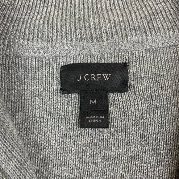 J Crew Mens Sweater Medium Gray Full Zip Long Sleeve Cotton Cashmere Blend Knit - Picture 3 of 7